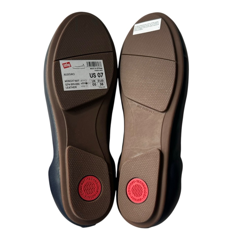 FitFlop Allegro Soft Leather Ballerinas Flat in Midnight Navy | 7 NWT - Picture 7 of 9